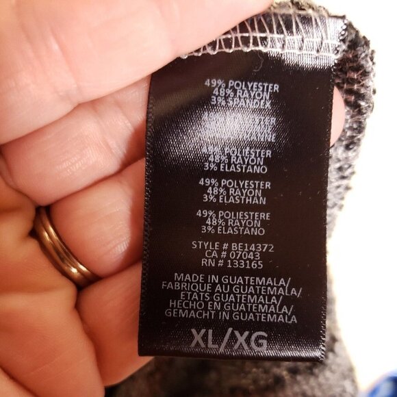 Eri + Ali Womens Black White Heathered Stretchy Lightweight Cowl Neck Tunic XL - Picture 6 of 6